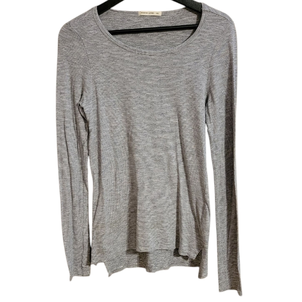 Marine Layer Gray Striped Long Sleeve Tee